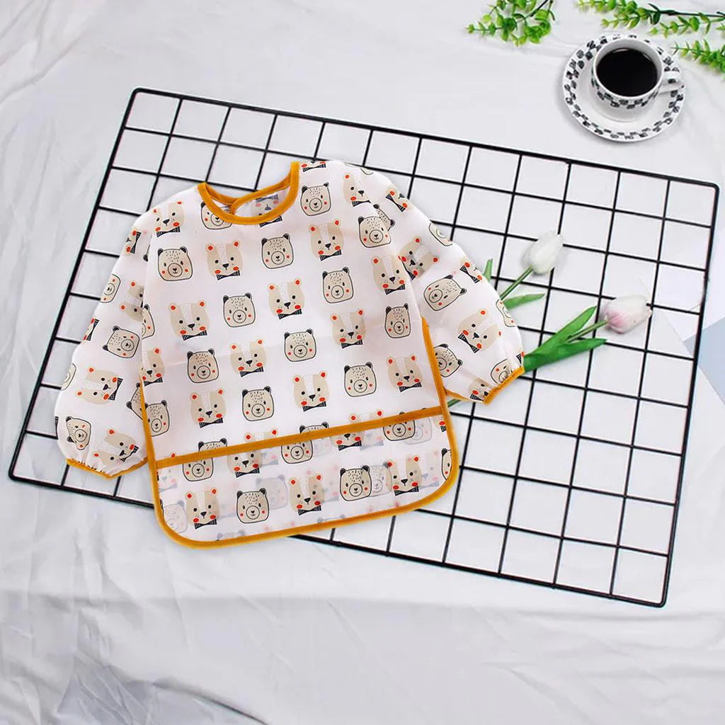Waterproof Long Sleeve Baby Feeding Bib with Pocket