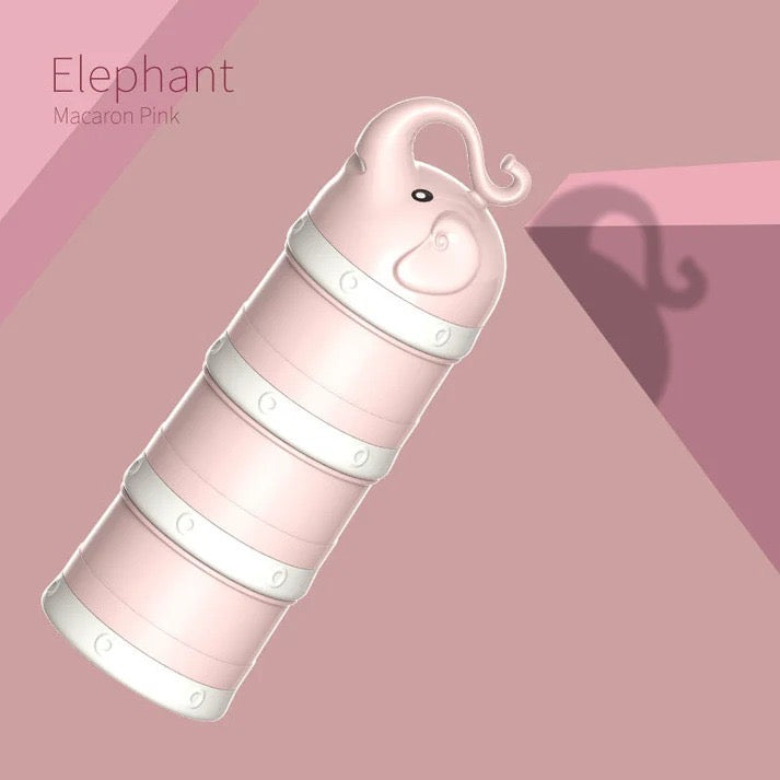 Elephant Design Infant Milk Powder Storage Box – 4-Layer Portable Dispenser