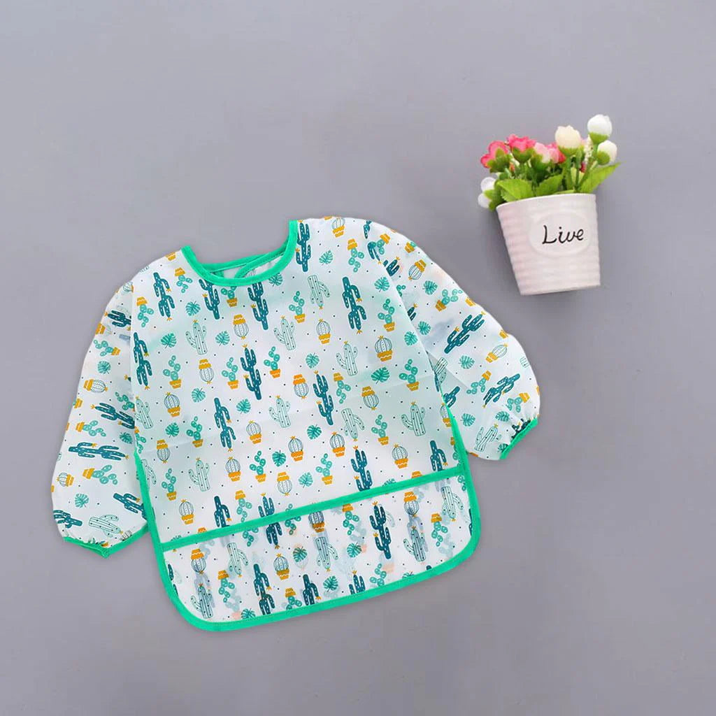 Waterproof Long Sleeve Baby Feeding Bib with Pocket