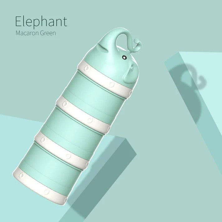Elephant Design Infant Milk Powder Storage Box – 4-Layer Portable Dispenser