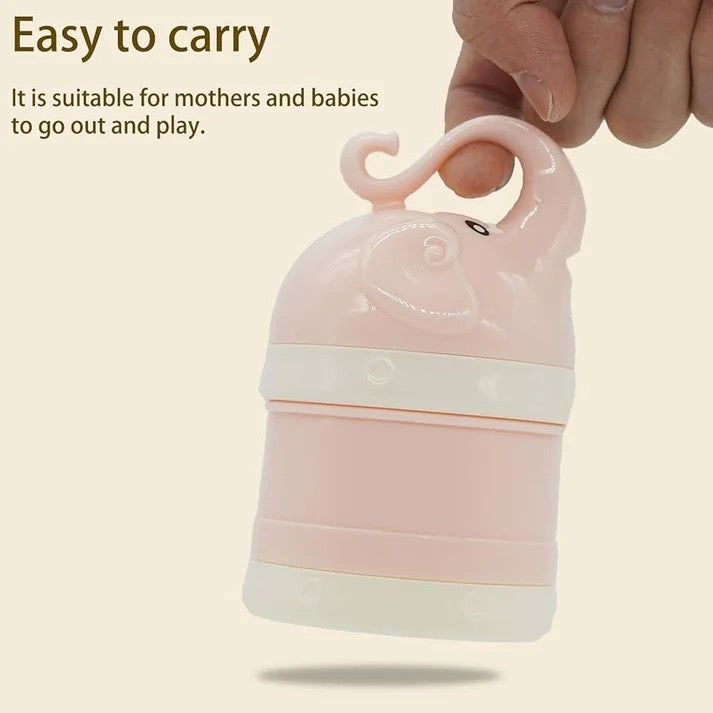 Elephant Design Infant Milk Powder Storage Box – 4-Layer Portable Dispenser