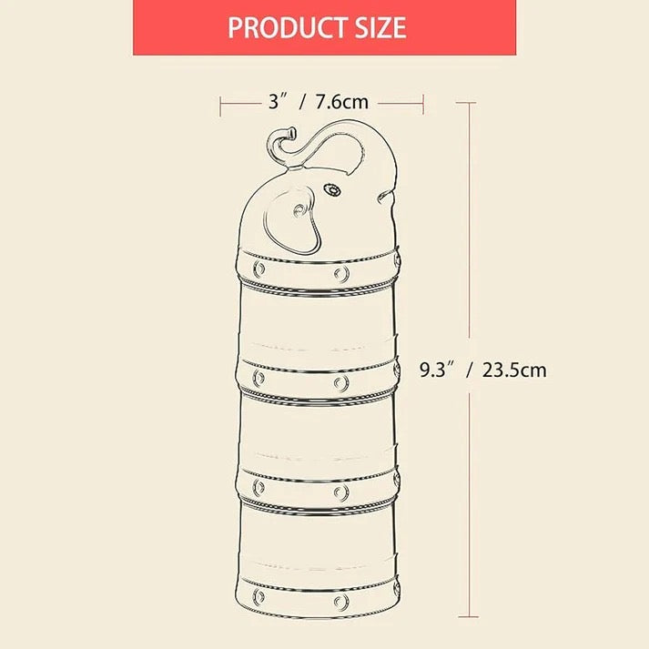 Elephant Design Infant Milk Powder Storage Box – 4-Layer Portable Dispenser