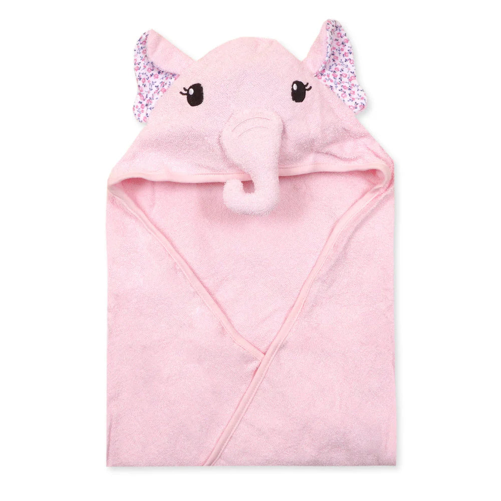 Baby Hooded Towel – Pink Elephant Design