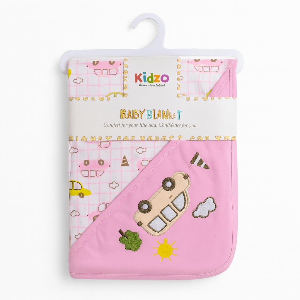 Kidzo Baby Blanket – Soft Cotton Comfort with Cute Embroidery