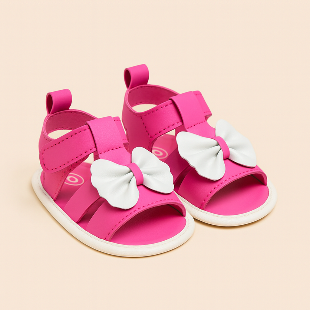 Baby Girl Pink Bow Sandals – Soft Sole Summer Footwear
