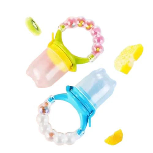 Rattle Fruit Pacifier Feeder – Safe Silicone Baby Teether & Food Feeder