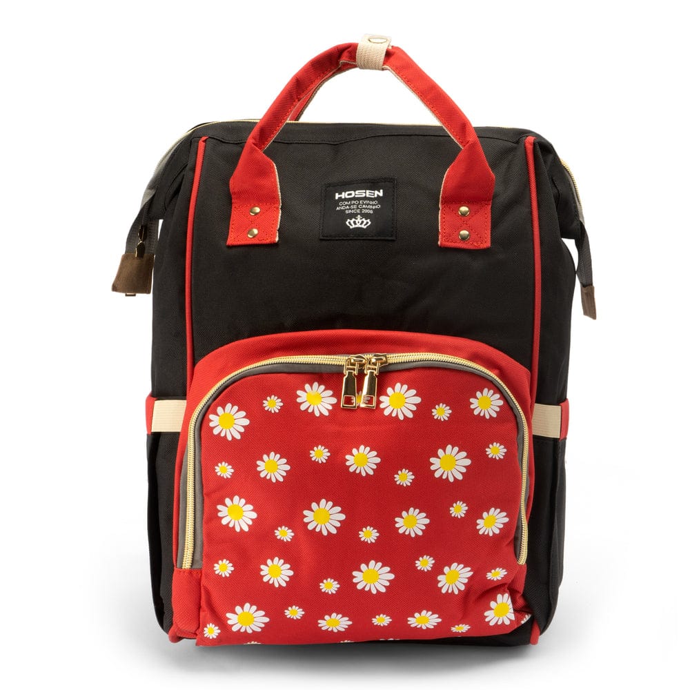 Stylish Baby Diaper Backpack with Floral Front Pocket