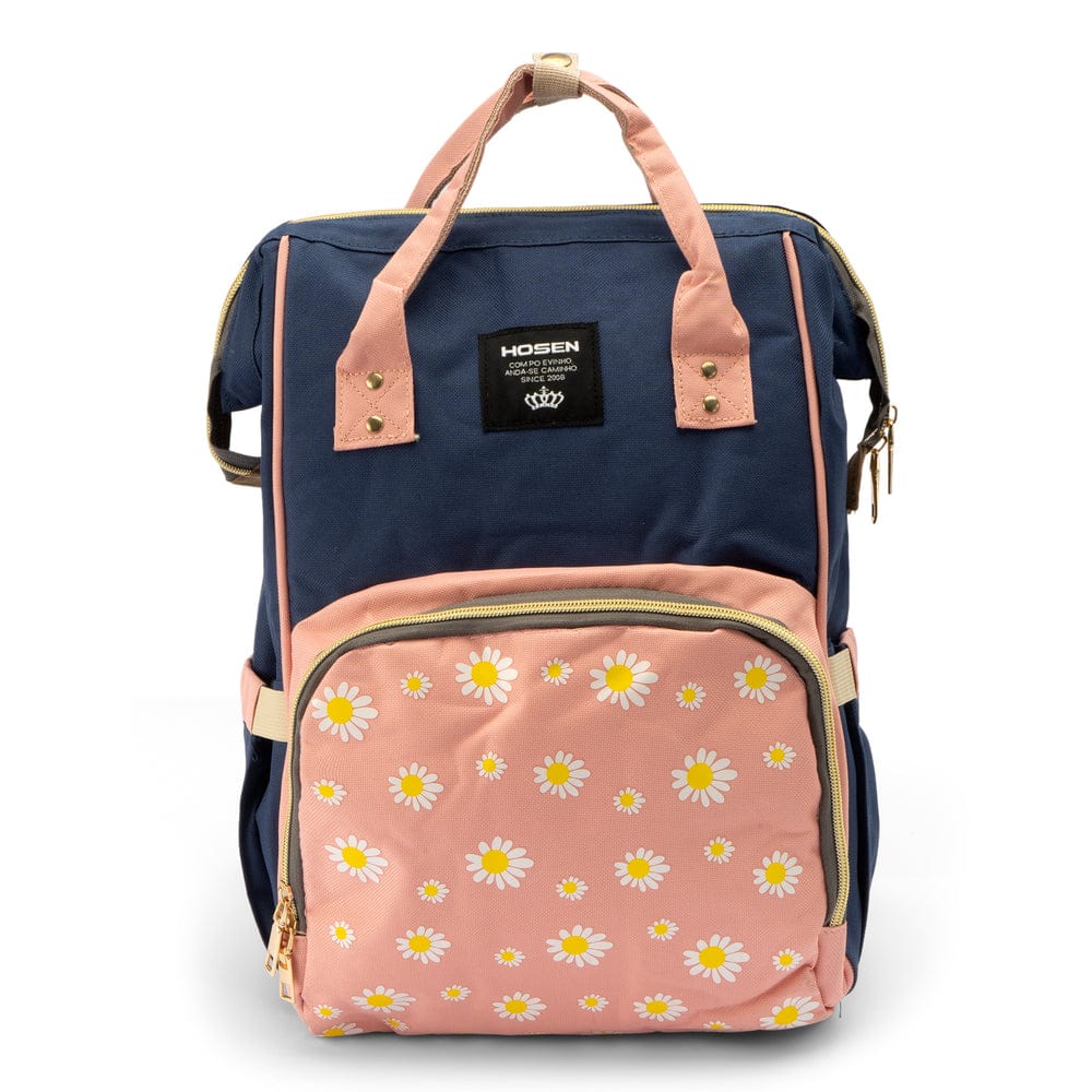 Stylish Baby Diaper Backpack with Floral Front Pocket