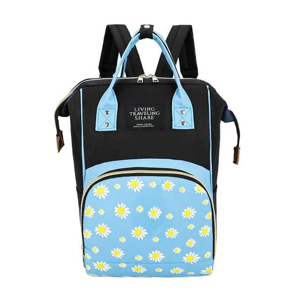 Stylish Baby Diaper Backpack with Floral Front Pocket