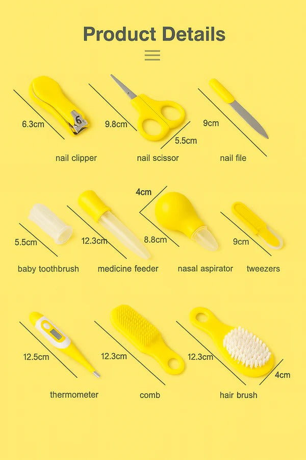 Premium 10-Piece Baby Grooming Kit – Safe & Gentle Care for Newborns & Infants (YELLOW)
