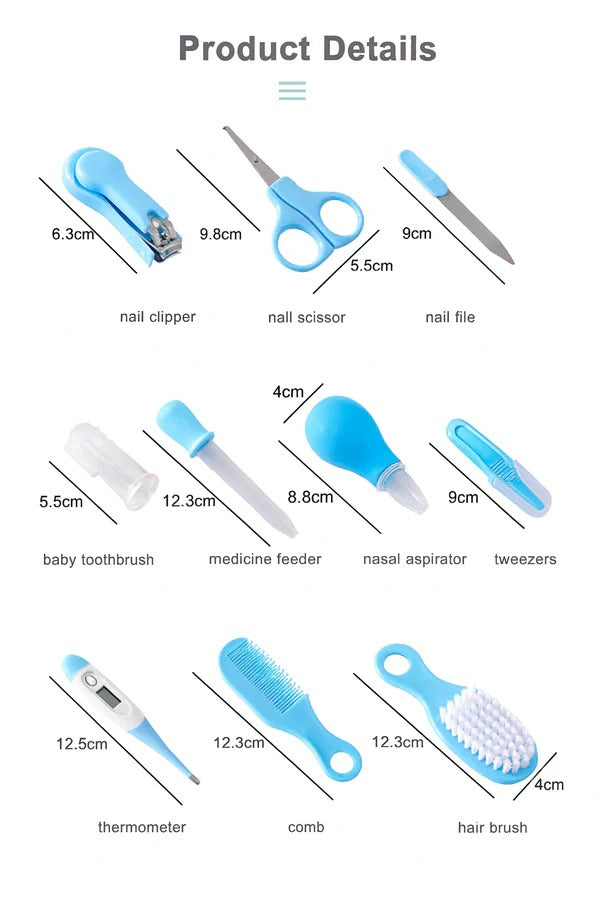 Premium 10-Piece Baby Grooming Kit – Safe & Gentle Care for Newborns & Infants (Blue)