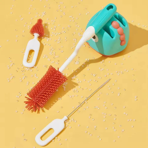 5-in-1 Silicone Baby Bottle Cleaning Brush Set with Cute Drain Holder – BPA-Free & Multi-Purpose