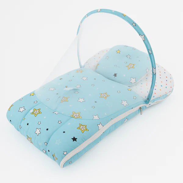 Baby Bedding Set with Mosquito Net & Pillow – Comfortable, Safe & Portable